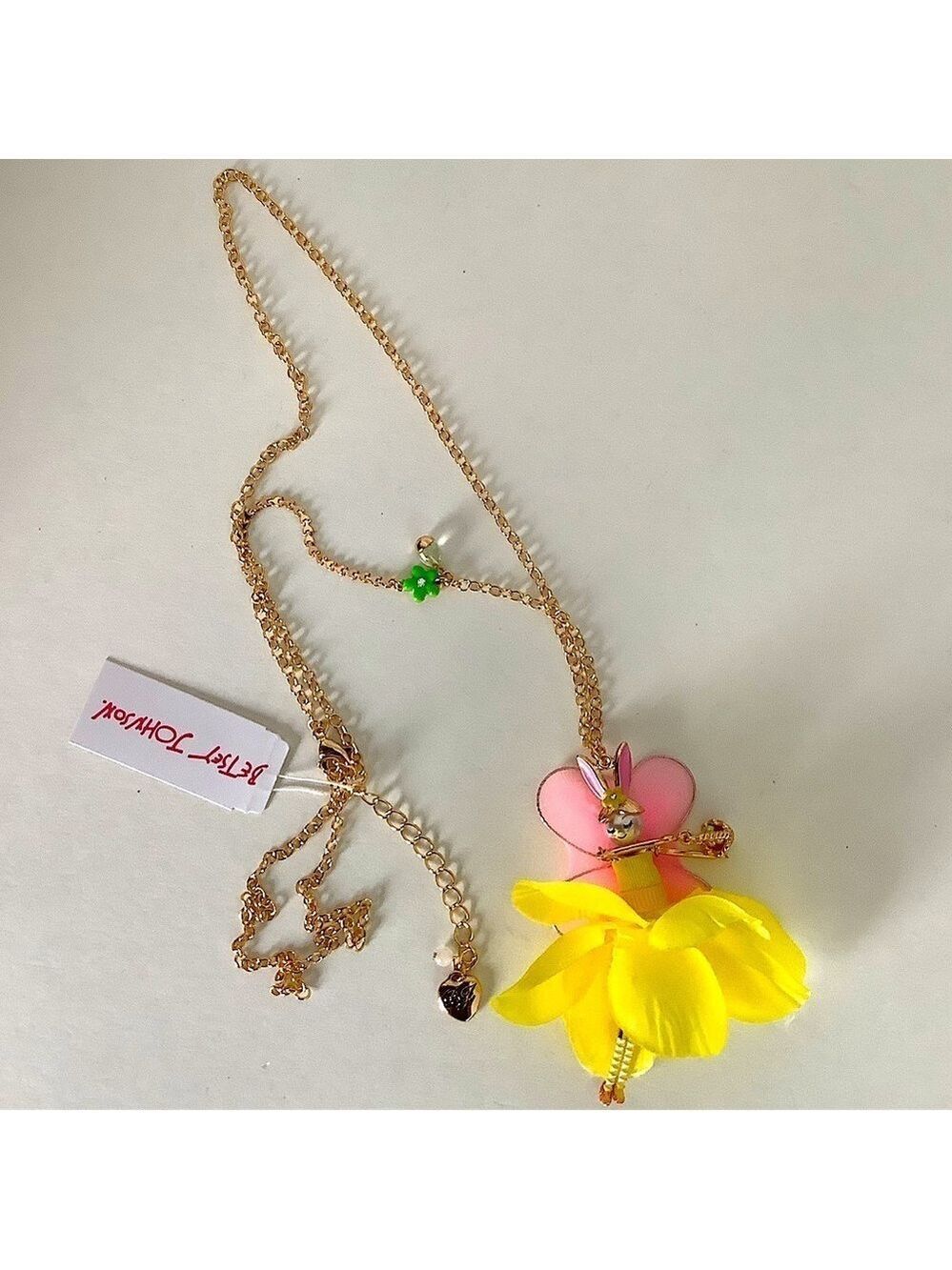 Betsey Johnson Bunny Fairy Long Pendant Necklace New